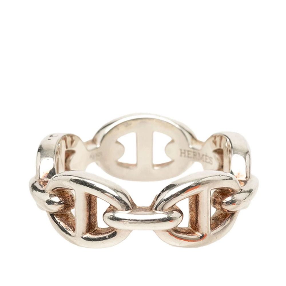 Hermes Chaine d'Ancre Enchainée PM Ring, Size #53, Silver SV925, Women's.